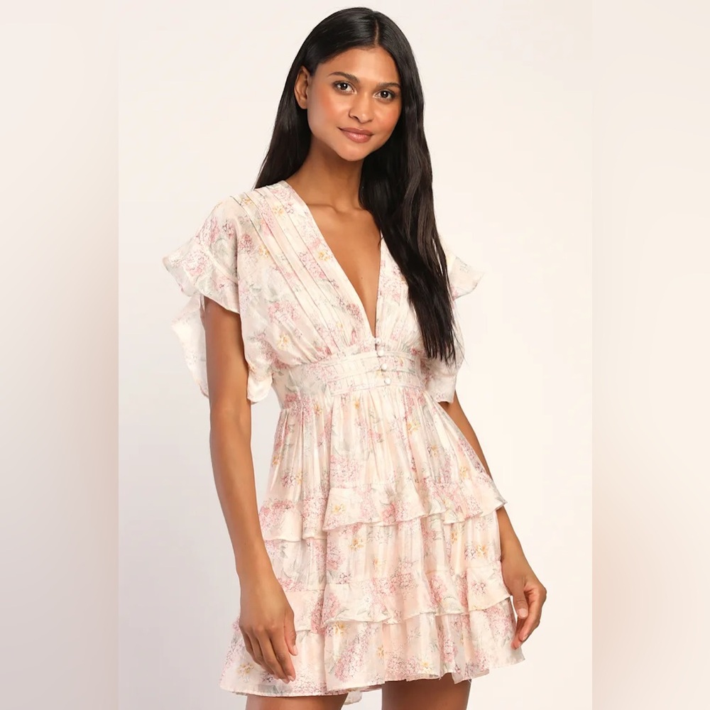 Floral Ruffle Sleeve Dress